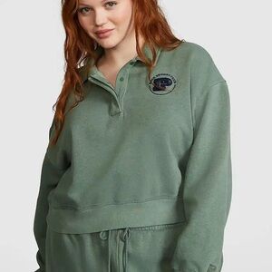 Victoria’s Secret Pink Women's Green Polo Sweatshirt